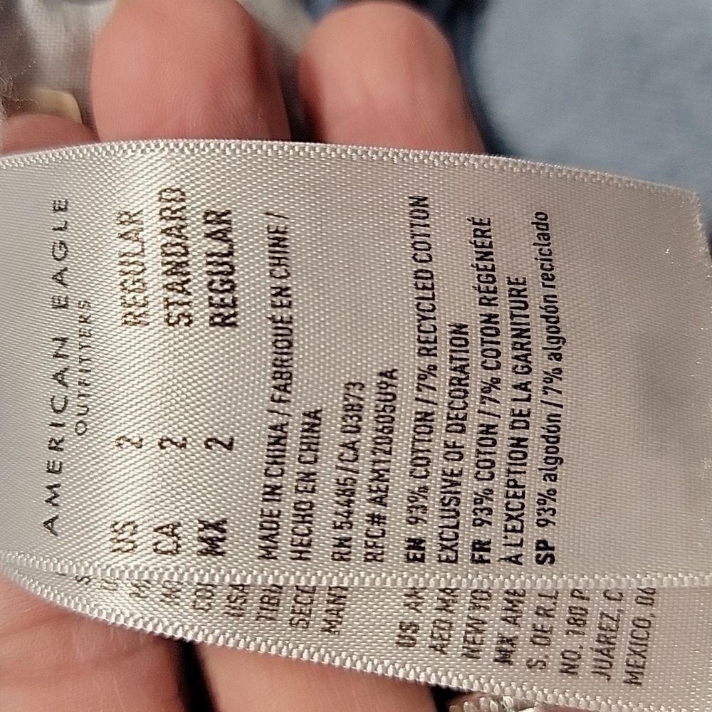 American Eagle Size 2 Med-Light Wash Low Rise Baggy Jeans, Distressed/Destroyed - Picture 15 of 15